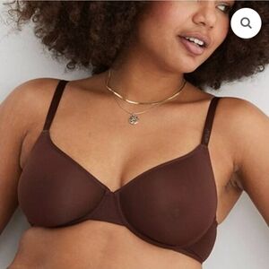 Aerie Chocolate Brown Underwire Mesh Bra Balconnette 36c Gentle Used